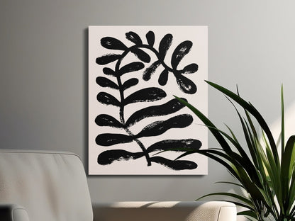Premium Poster of Elegant Black Brush Floral Wall Art Canvas Wraps