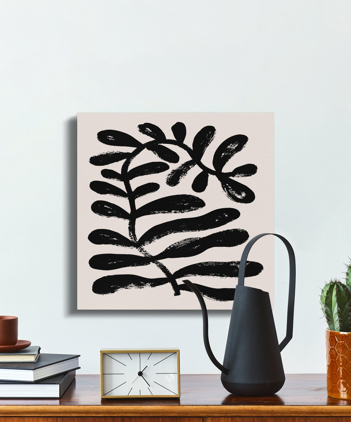 Premium Poster of Elegant Black Brush Floral Wall Art Canvas Wraps
