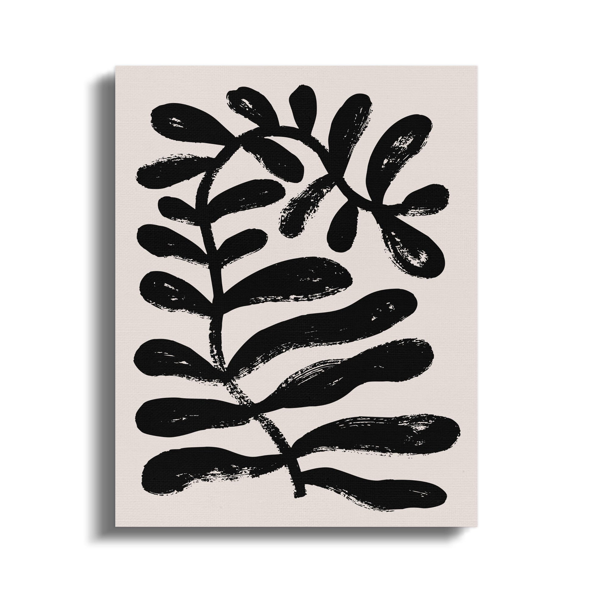 Premium Poster of Elegant Black Brush Floral Wall Art Canvas Wraps