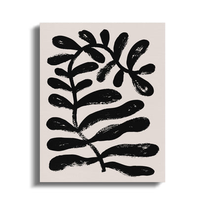 Premium Poster of Elegant Black Brush Floral Wall Art Canvas Wraps
