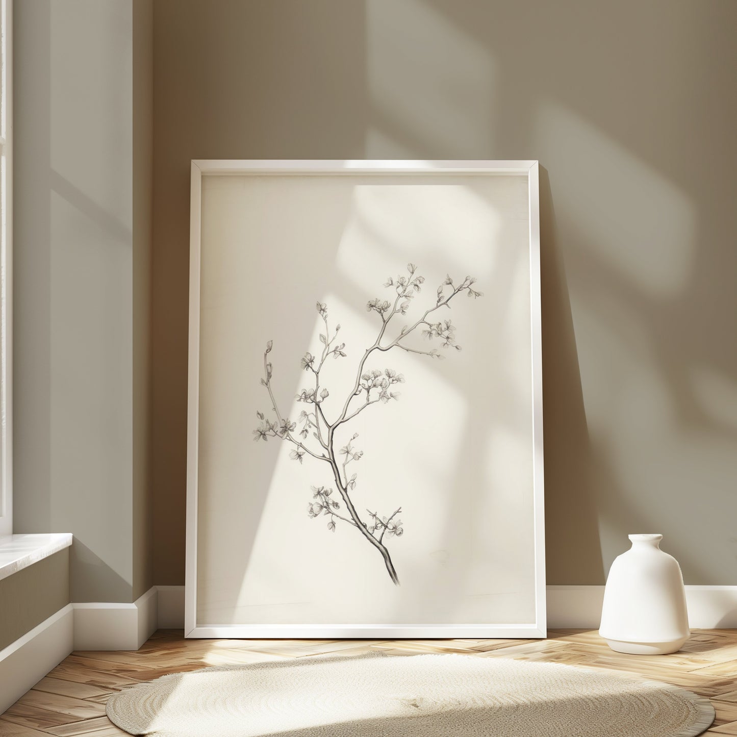 Premium Poster of Elegant Black and White Botanical Sketch Art Posters