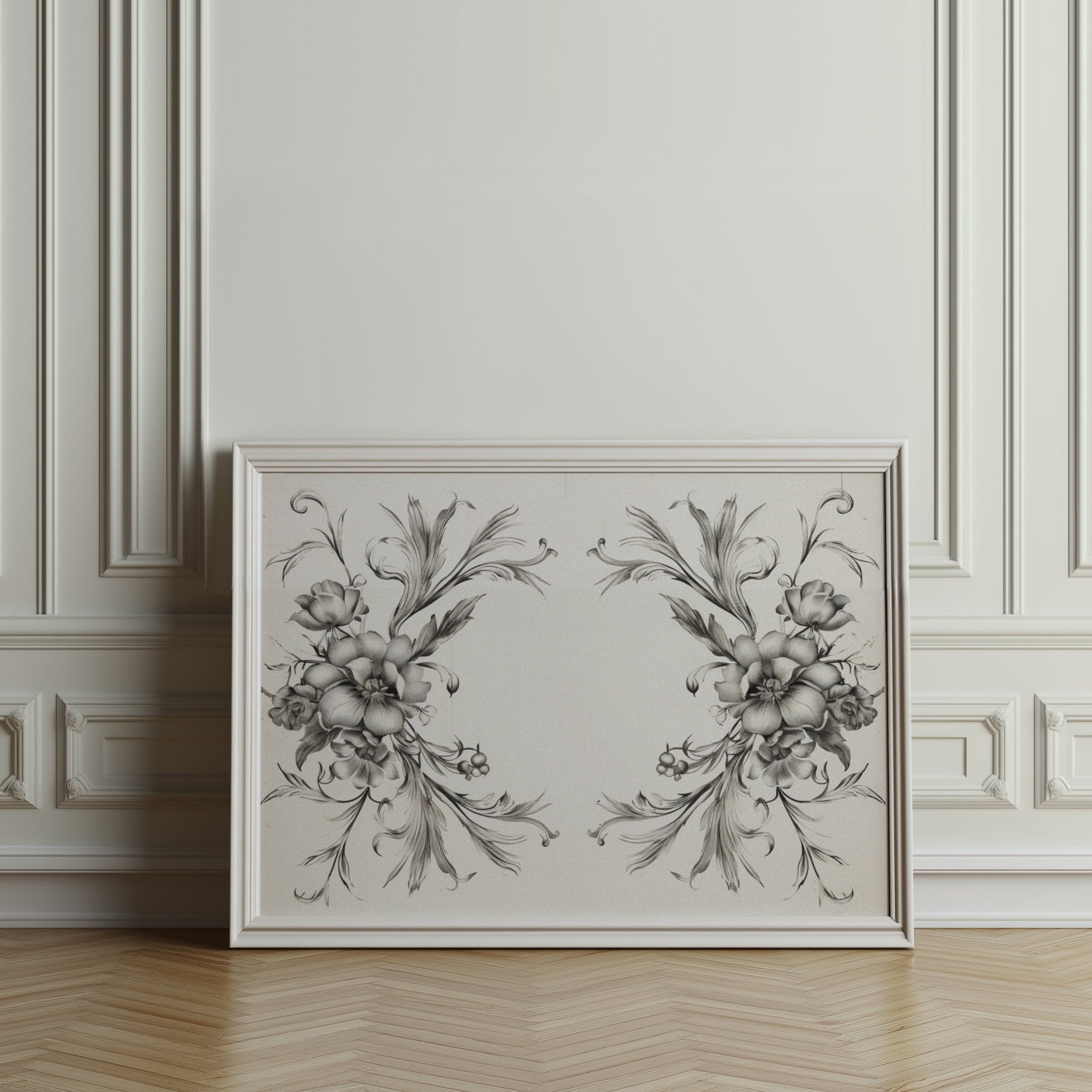 Premium Poster of Elegant Black and White Floral Art Design Posters