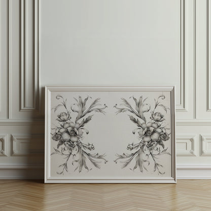 Premium Poster of Elegant Black and White Floral Art Design Posters