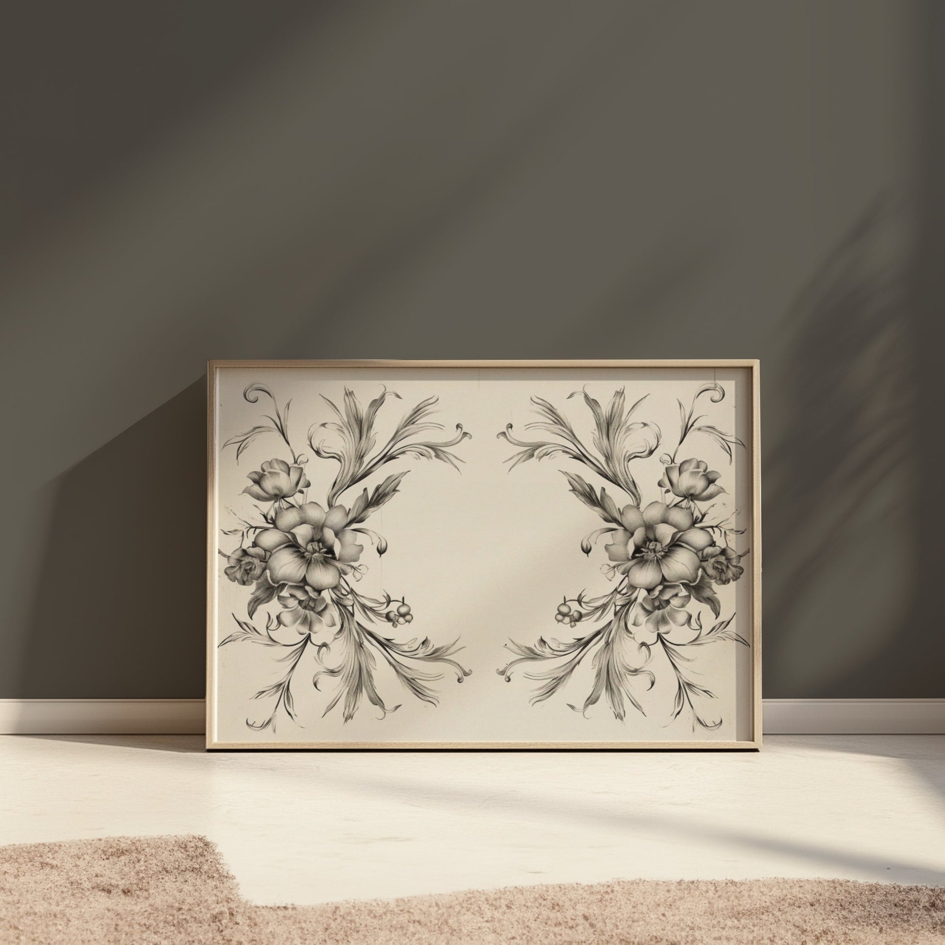 Premium Poster of Elegant Black and White Floral Art Design Posters