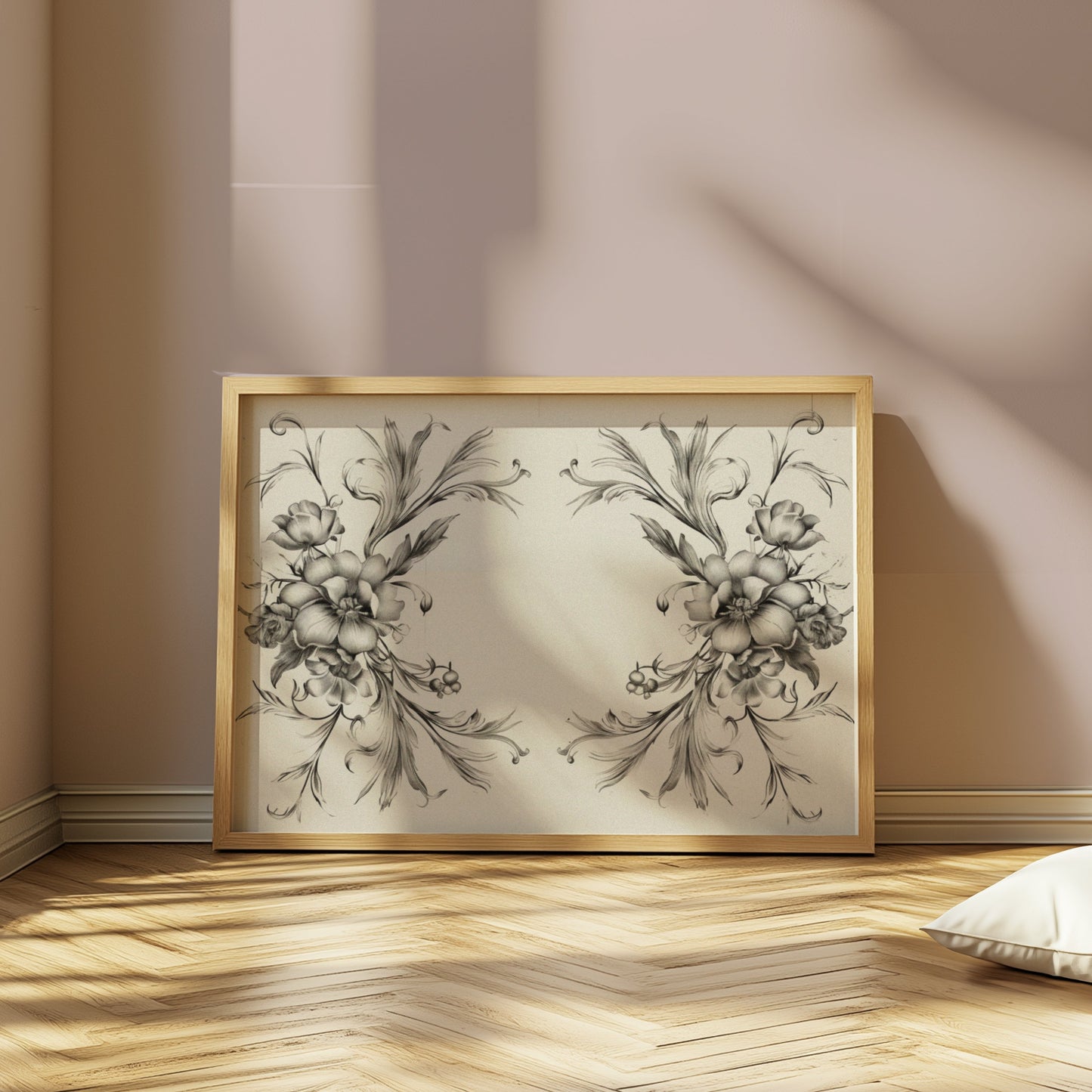 Premium Poster of Elegant Black and White Floral Art Design Posters