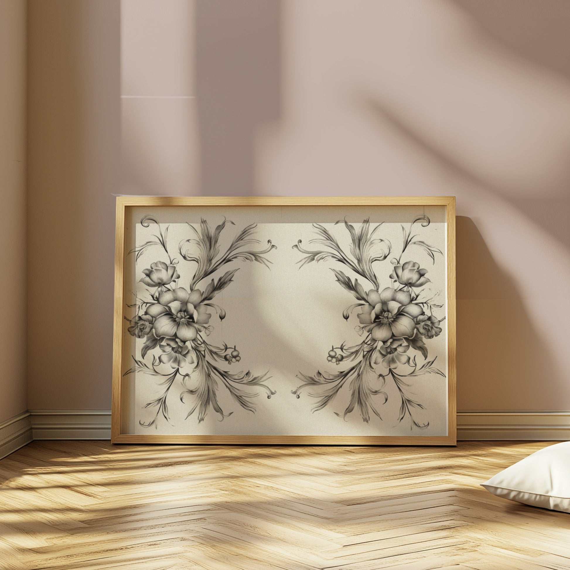 Premium Poster of Elegant Black and White Floral Art Design Posters