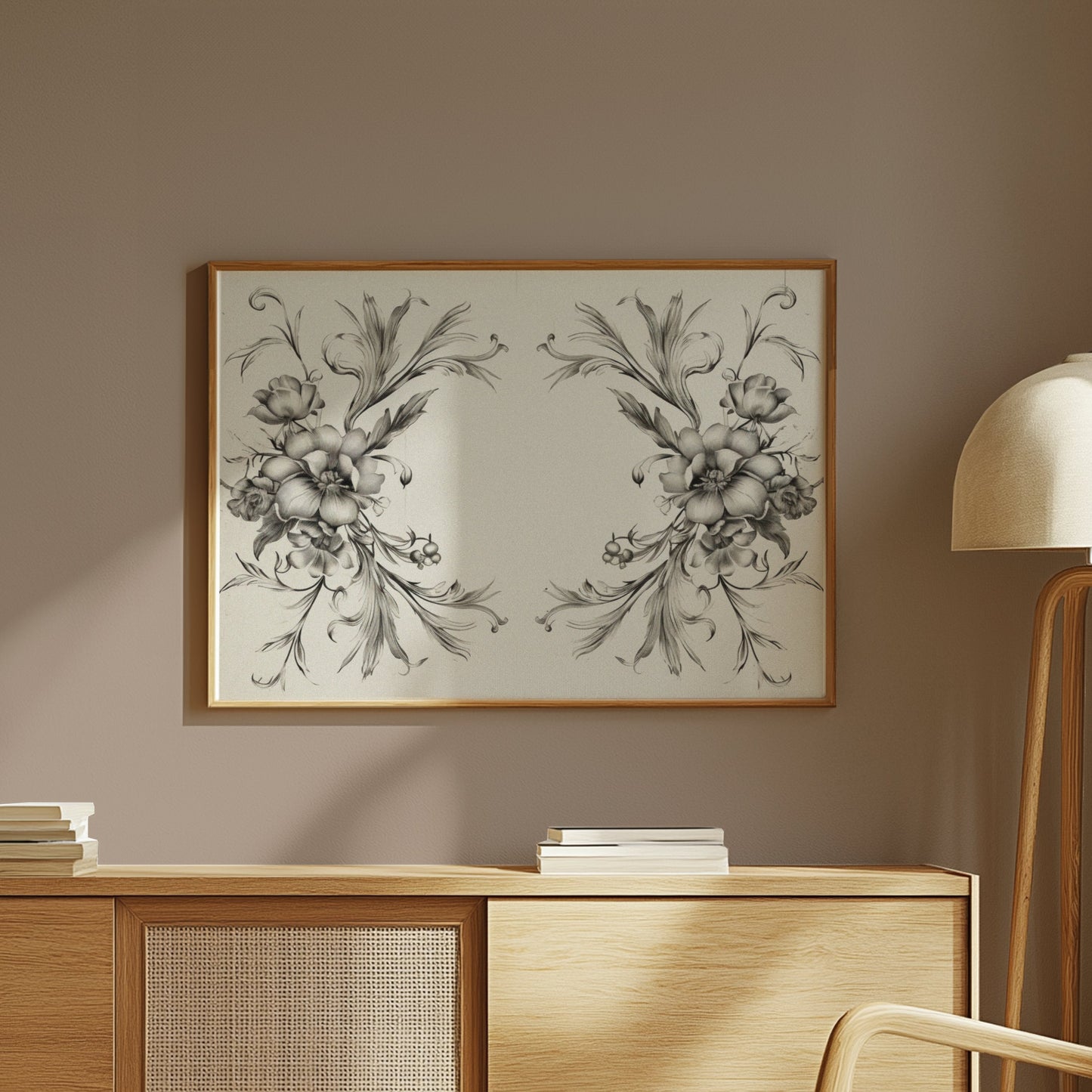 Premium Poster of Elegant Black and White Floral Art Design Posters