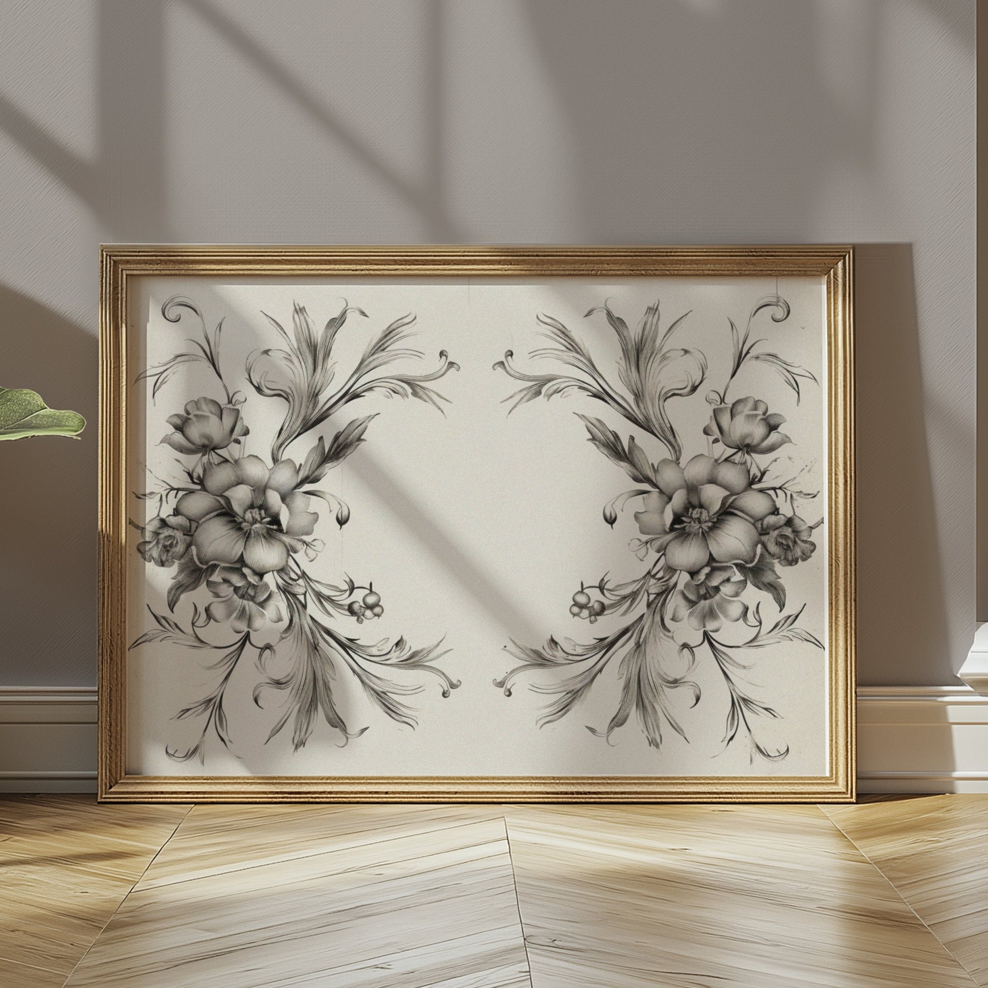 Premium Poster of Elegant Black and White Floral Art Design Posters