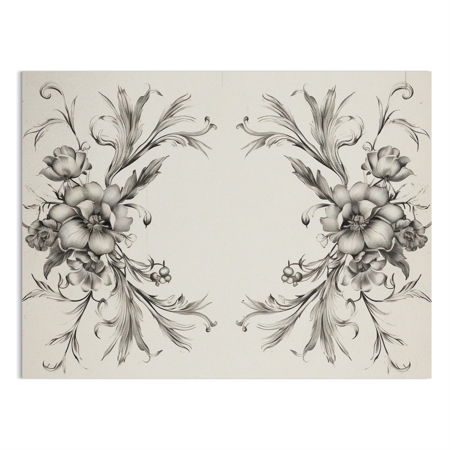 Premium Poster of Elegant Black and White Floral Art Design Posters
