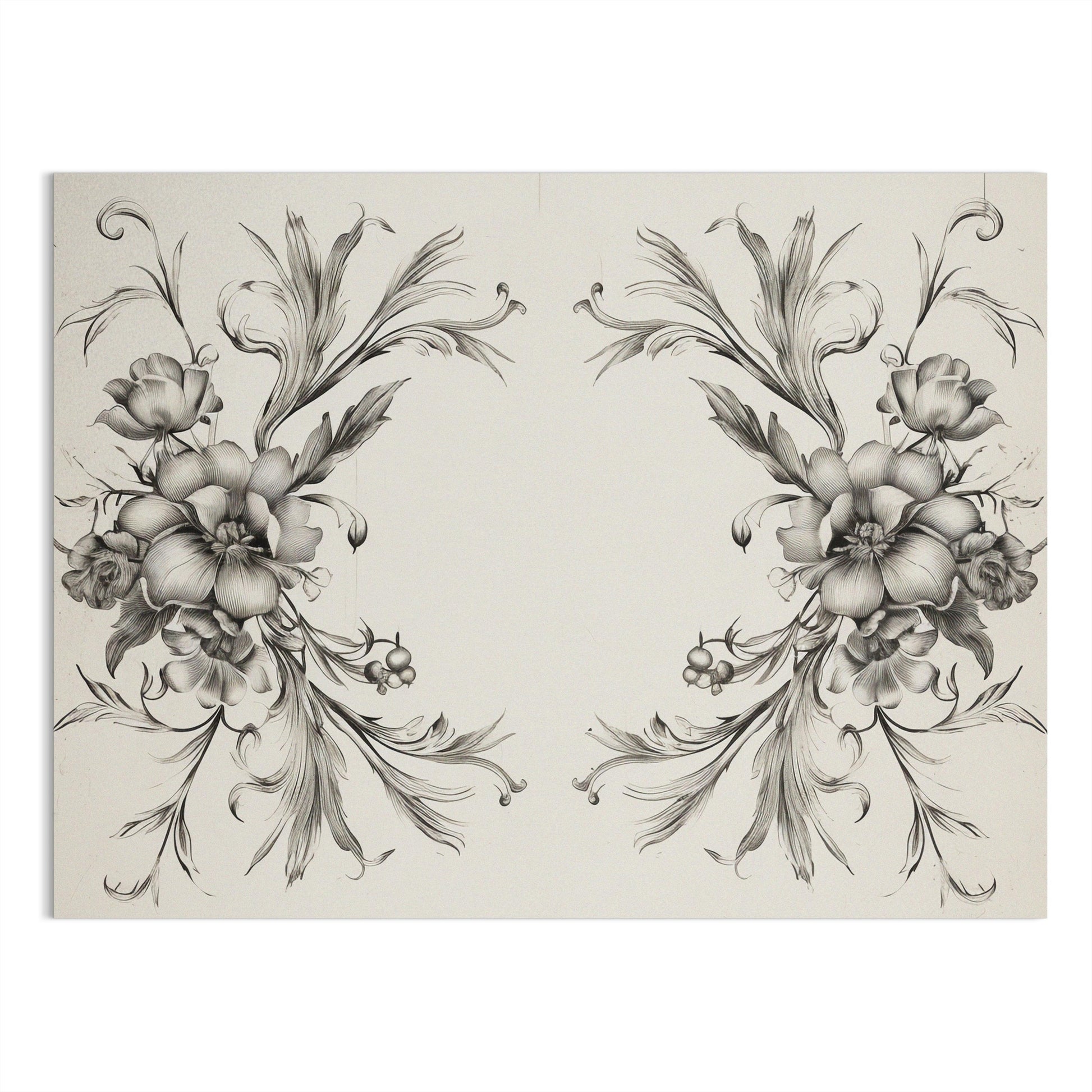 Premium Poster of Elegant Black and White Floral Art Design Posters