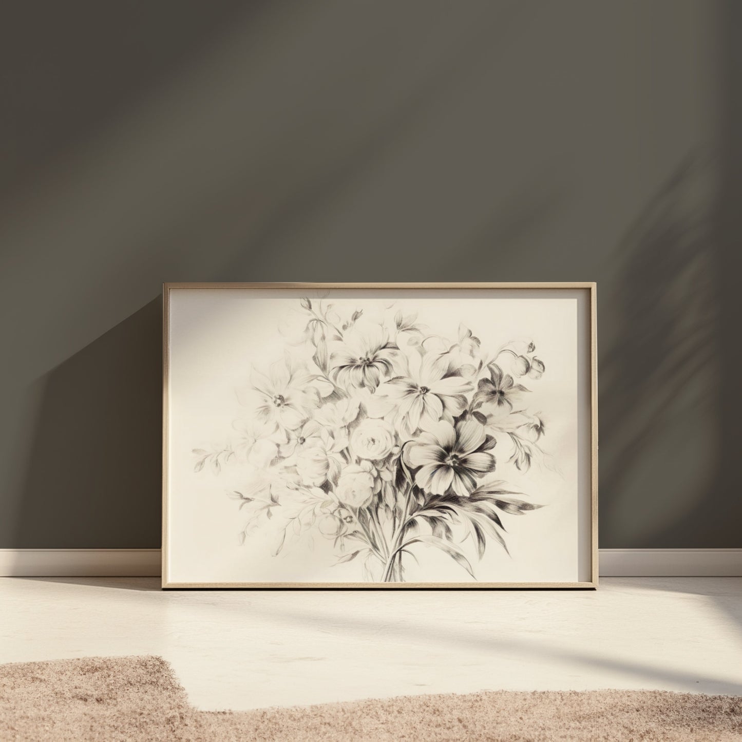 Premium Poster of Elegant Black and White Floral Artwork Posters