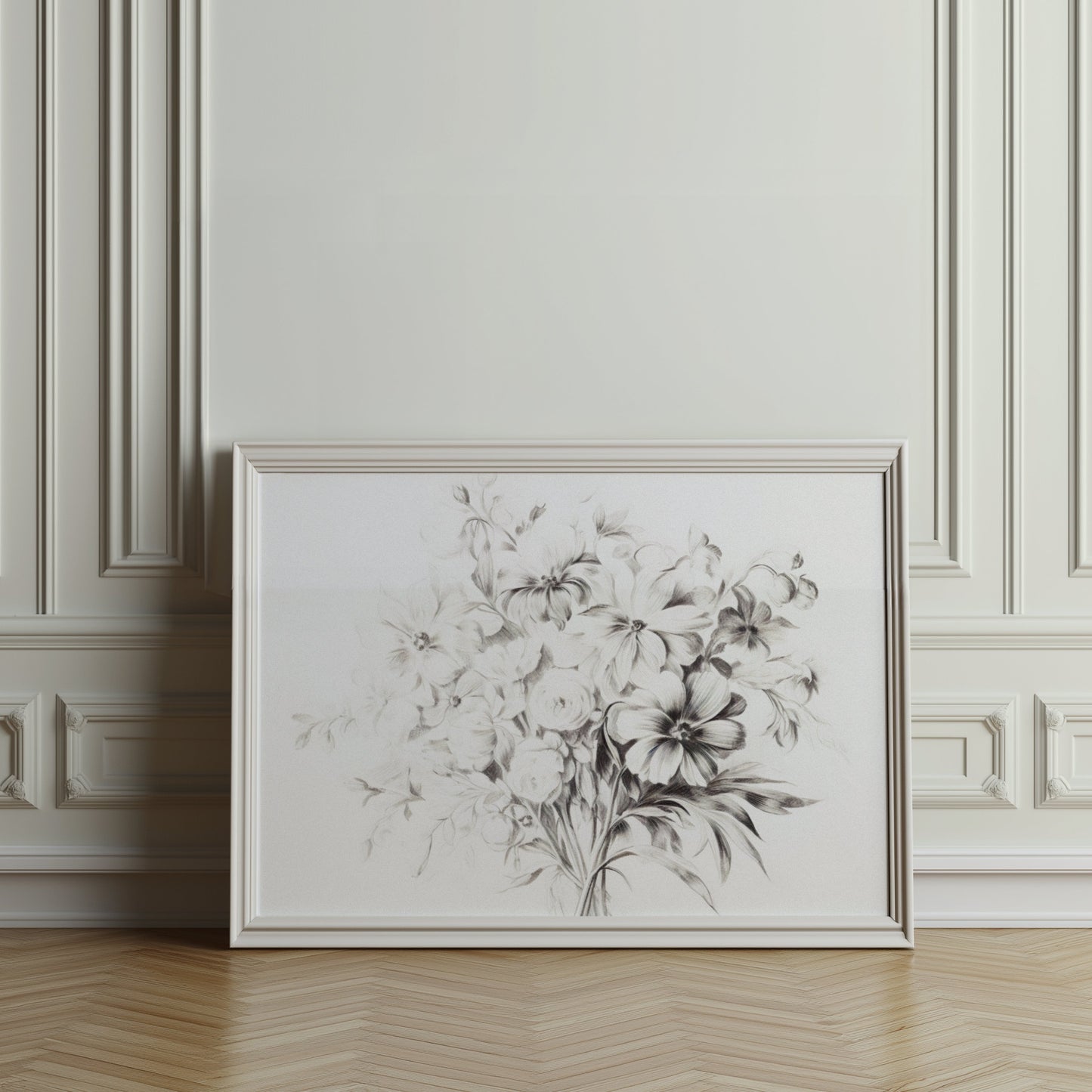 Premium Poster of Elegant Black and White Floral Artwork Posters