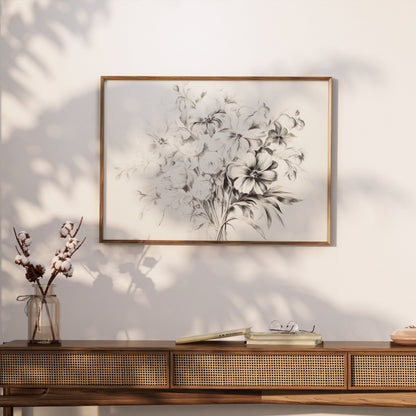 Premium Poster of Elegant Black and White Floral Artwork Posters