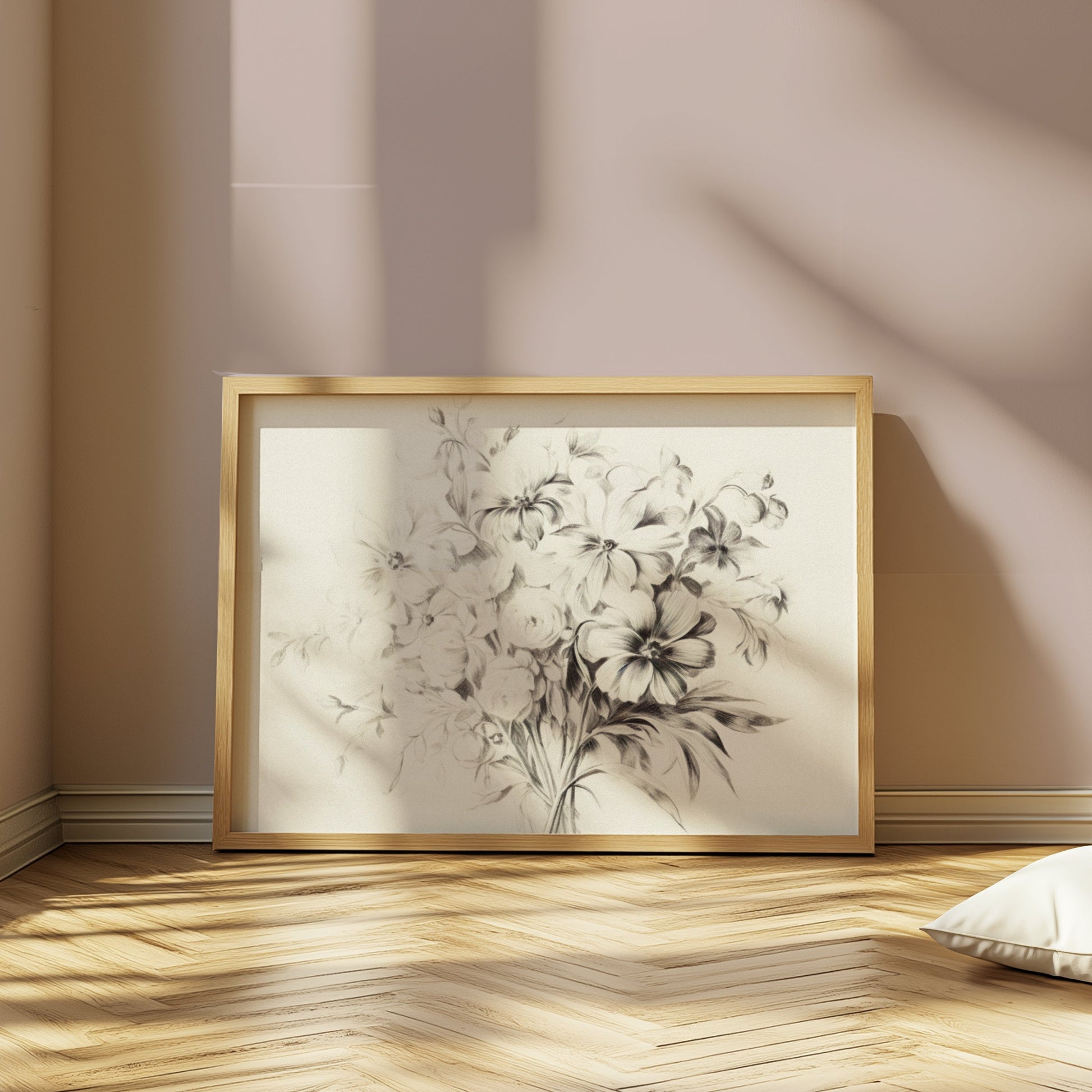 Premium Poster of Elegant Black and White Floral Artwork Posters