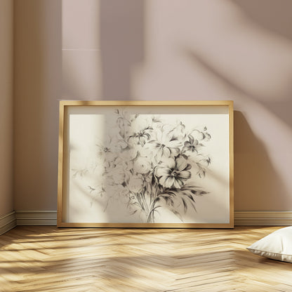 Premium Poster of Elegant Black and White Floral Artwork Posters