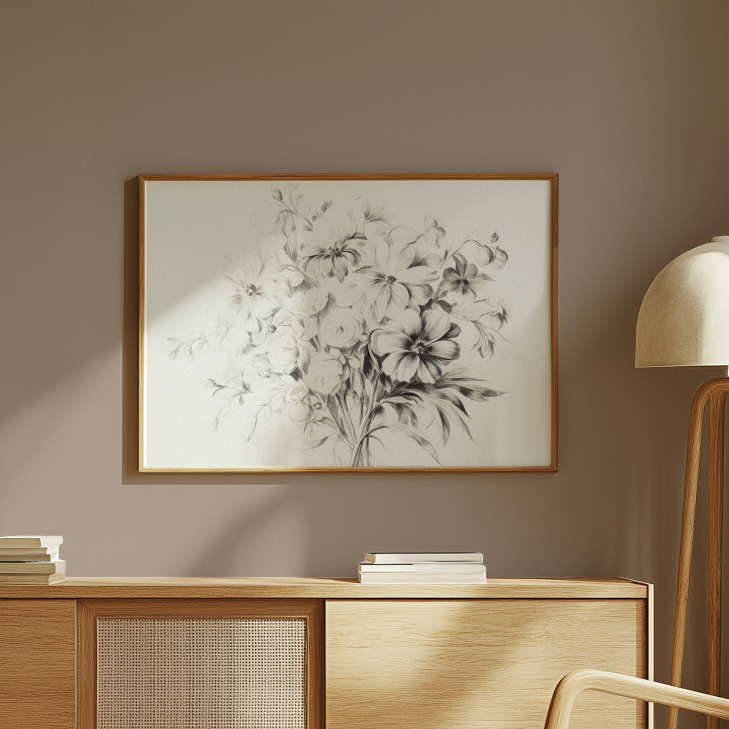 Premium Poster of Elegant Black and White Floral Artwork Posters