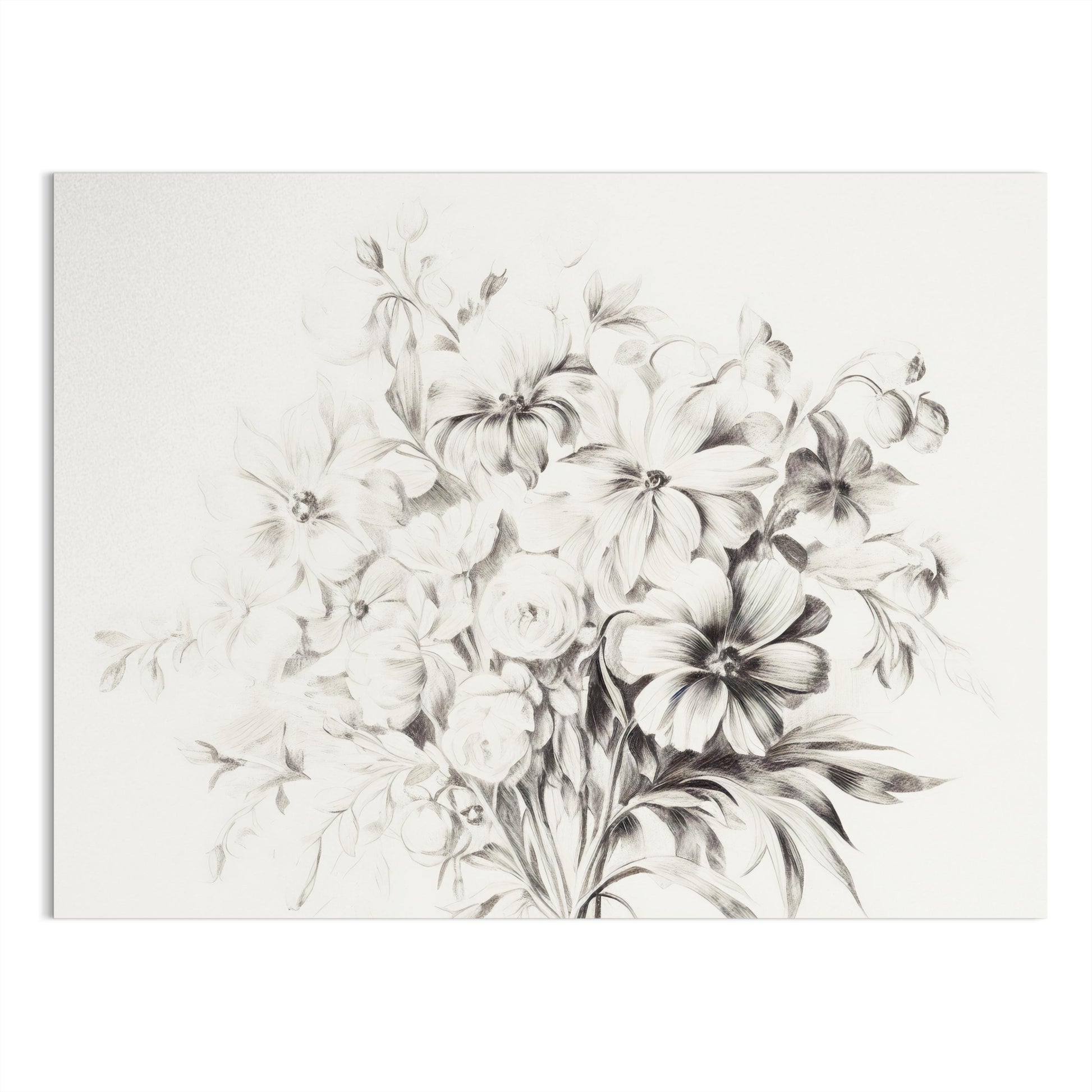 Premium Poster of Elegant Black and White Floral Artwork Posters