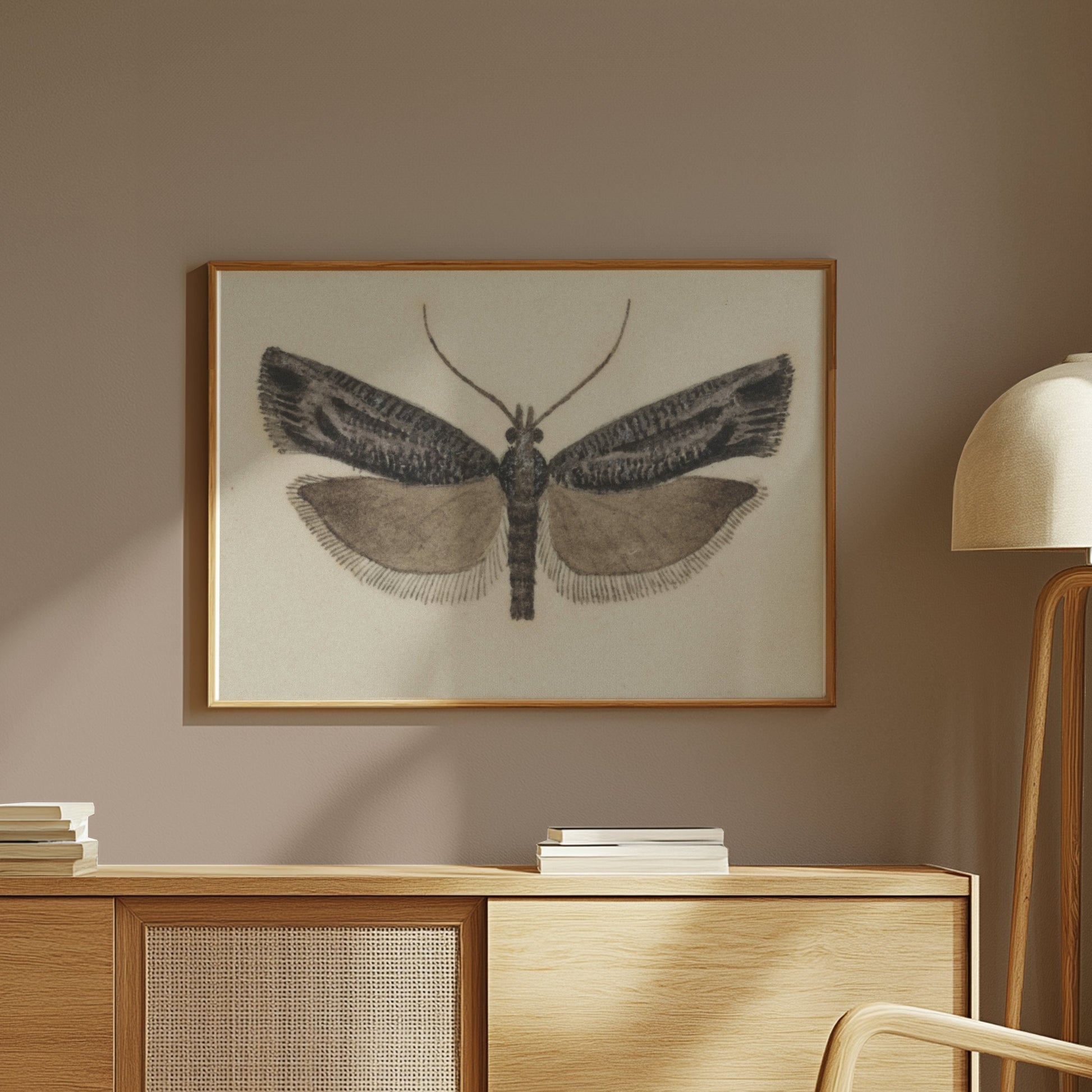 Premium Poster of Elegant Black and White Moth Illustration Artwork Posters
