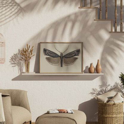 Premium Poster of Elegant Black and White Moth Illustration Artwork Posters