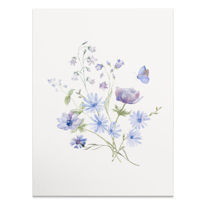 Premium Poster of Elegant Blooming Flowers with Butterfly Design Posters