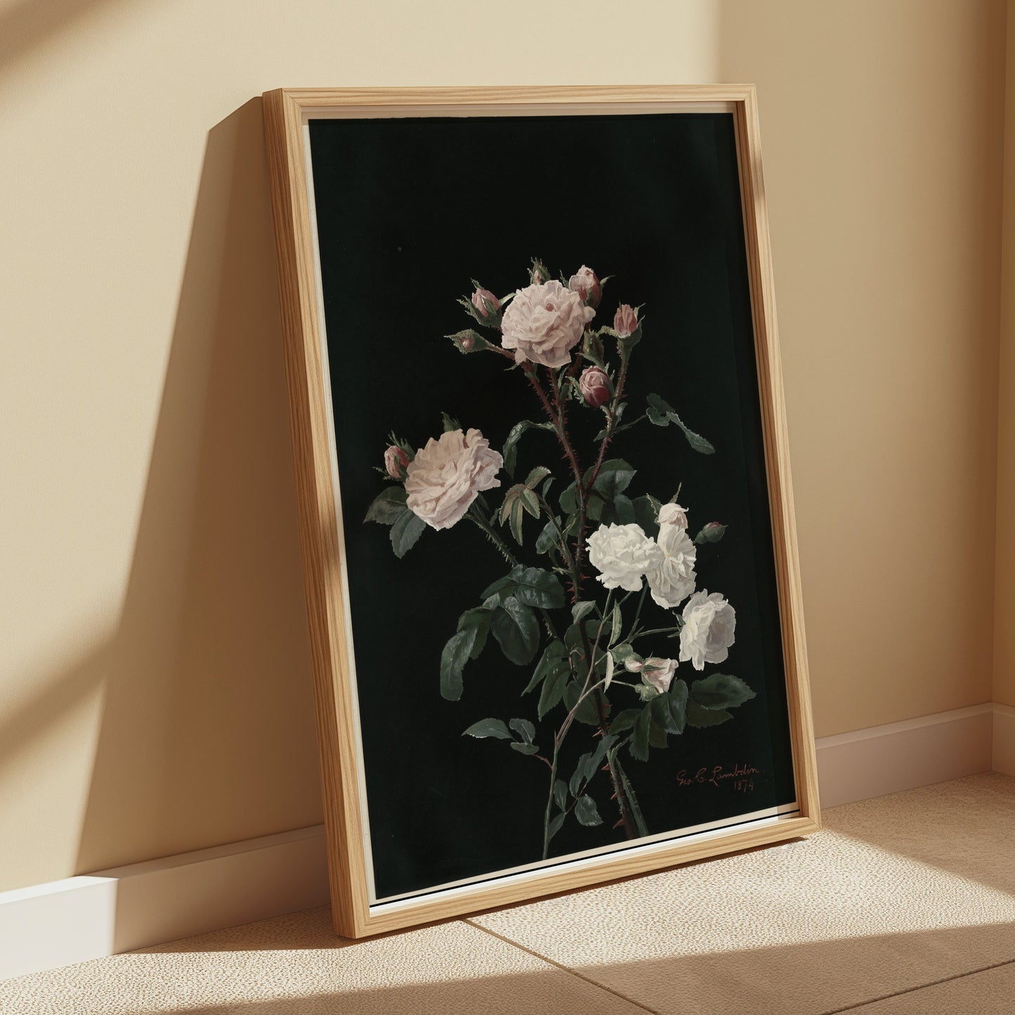 Premium Poster of Elegant Blossoming Floral Bouquet Set On Black Posters
