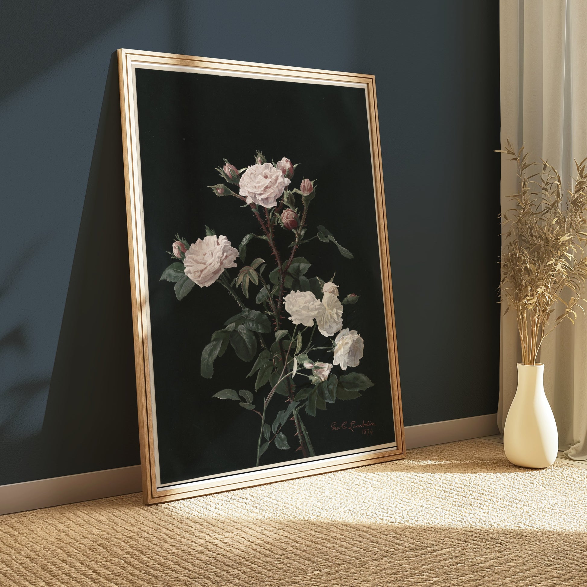 Premium Poster of Elegant Blossoming Floral Bouquet Set On Black Posters