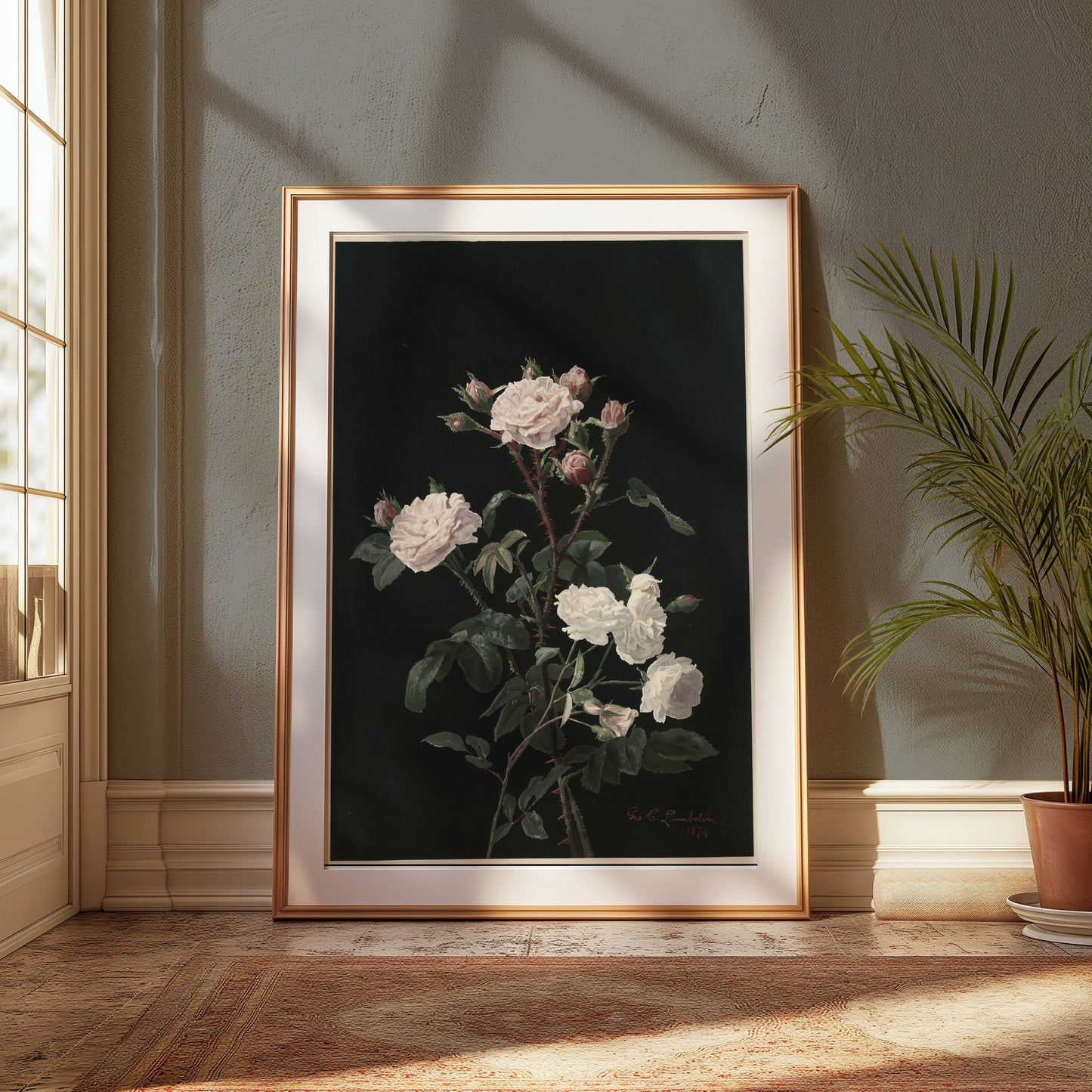 Premium Poster of Elegant Blossoming Floral Bouquet Set On Black Posters