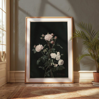Premium Poster of Elegant Blossoming Floral Bouquet Set On Black Posters