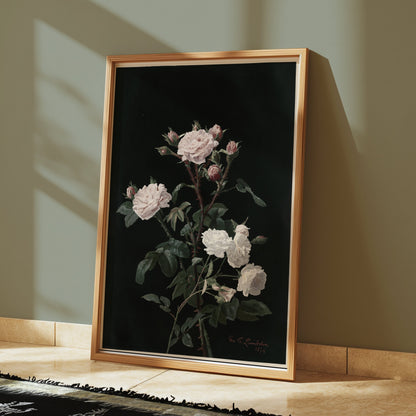 Premium Poster of Elegant Blossoming Floral Bouquet Set On Black Posters