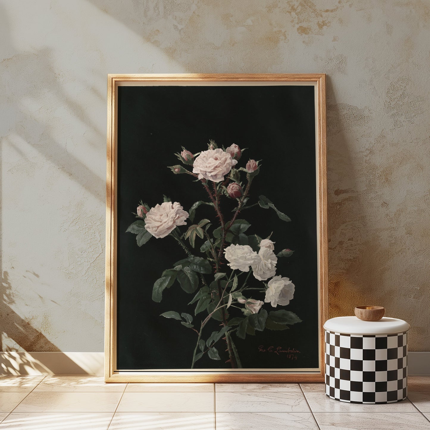 Premium Poster of Elegant Blossoming Floral Bouquet Set On Black Posters