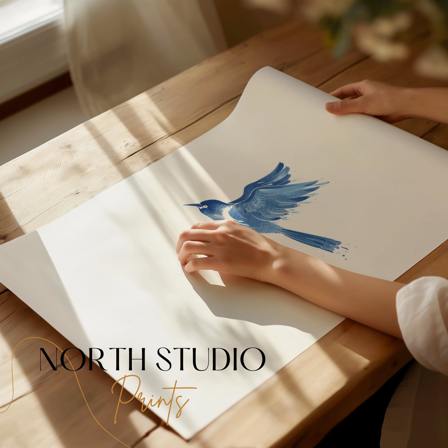 Premium Poster of Elegant Blue Bird Traditional Art Print Posters