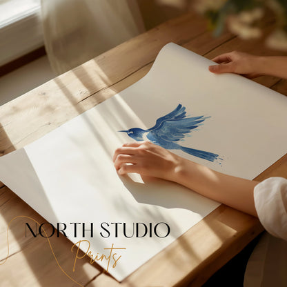 Premium Poster of Elegant Blue Bird Traditional Art Print Posters