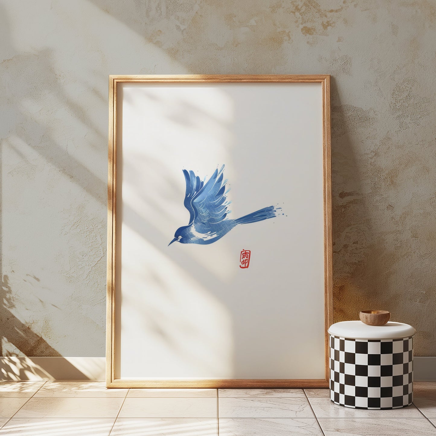 Premium Poster of Elegant Blue Bird Traditional Art Print Posters