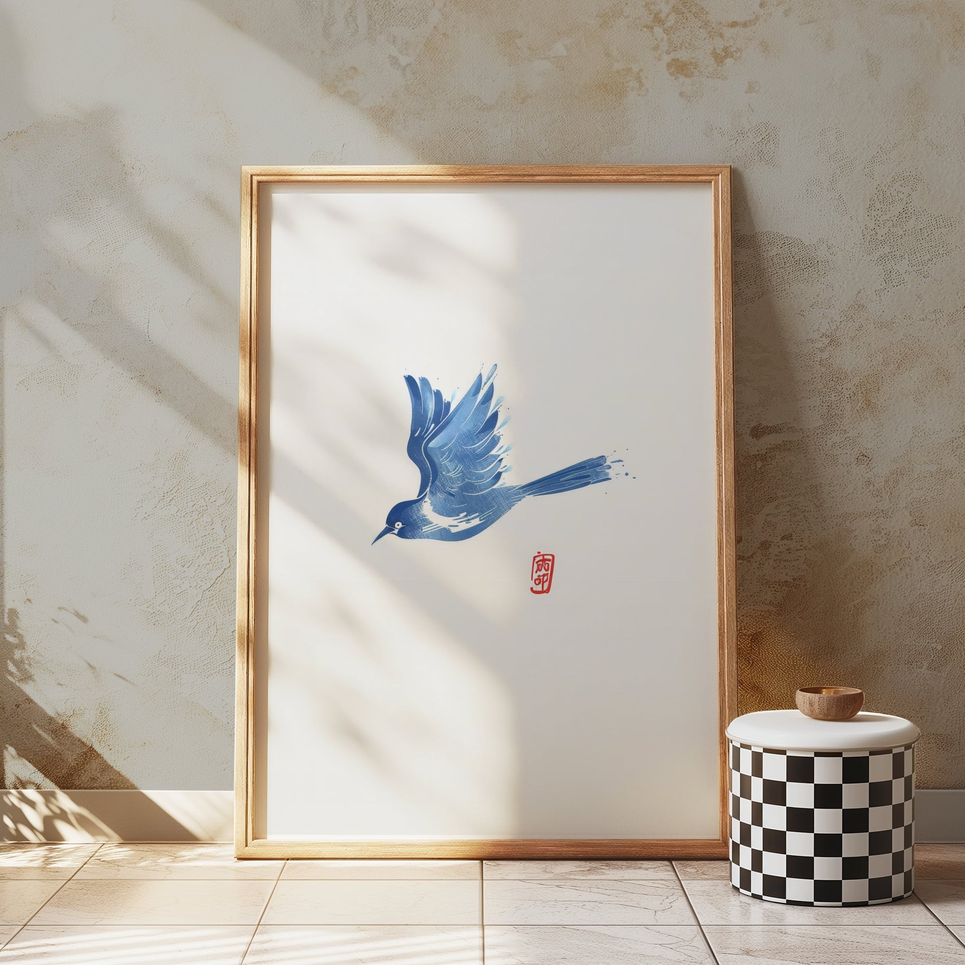 Premium Poster of Elegant Blue Bird Traditional Art Print Posters