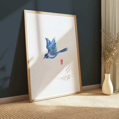 Premium Poster of Elegant Blue Bird Traditional Art Print Posters