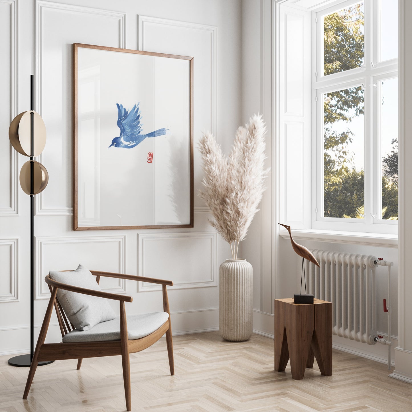 Premium Poster of Elegant Blue Bird Traditional Art Print Posters
