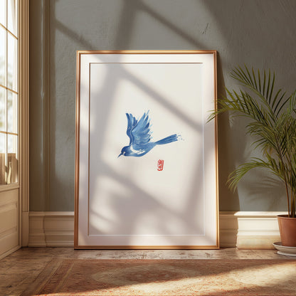 Premium Poster of Elegant Blue Bird Traditional Art Print Posters