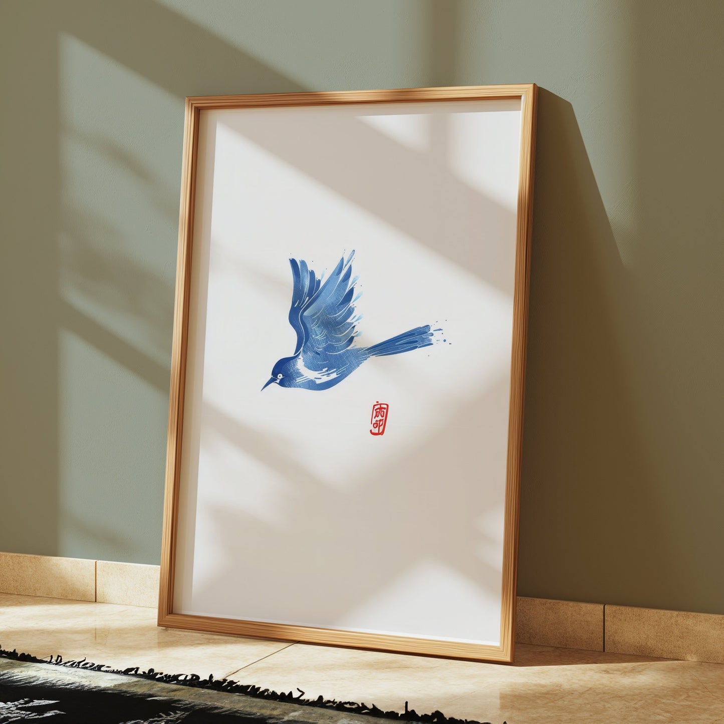 Premium Poster of Elegant Blue Bird Traditional Art Print Posters