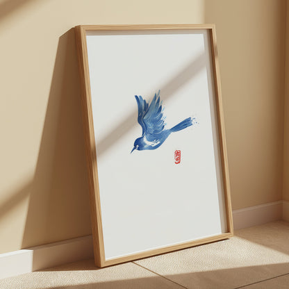 Premium Poster of Elegant Blue Bird Traditional Art Print Posters