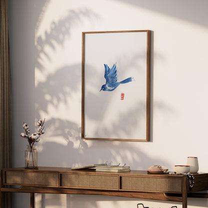 Premium Poster of Elegant Blue Bird Traditional Art Print Posters