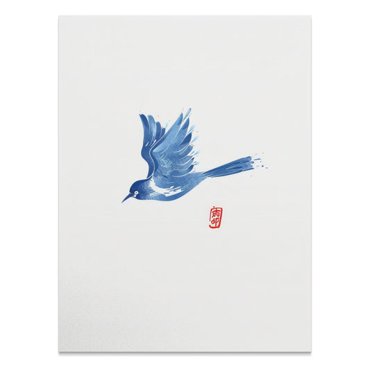 Premium Poster of Elegant Blue Bird Traditional Art Print Posters