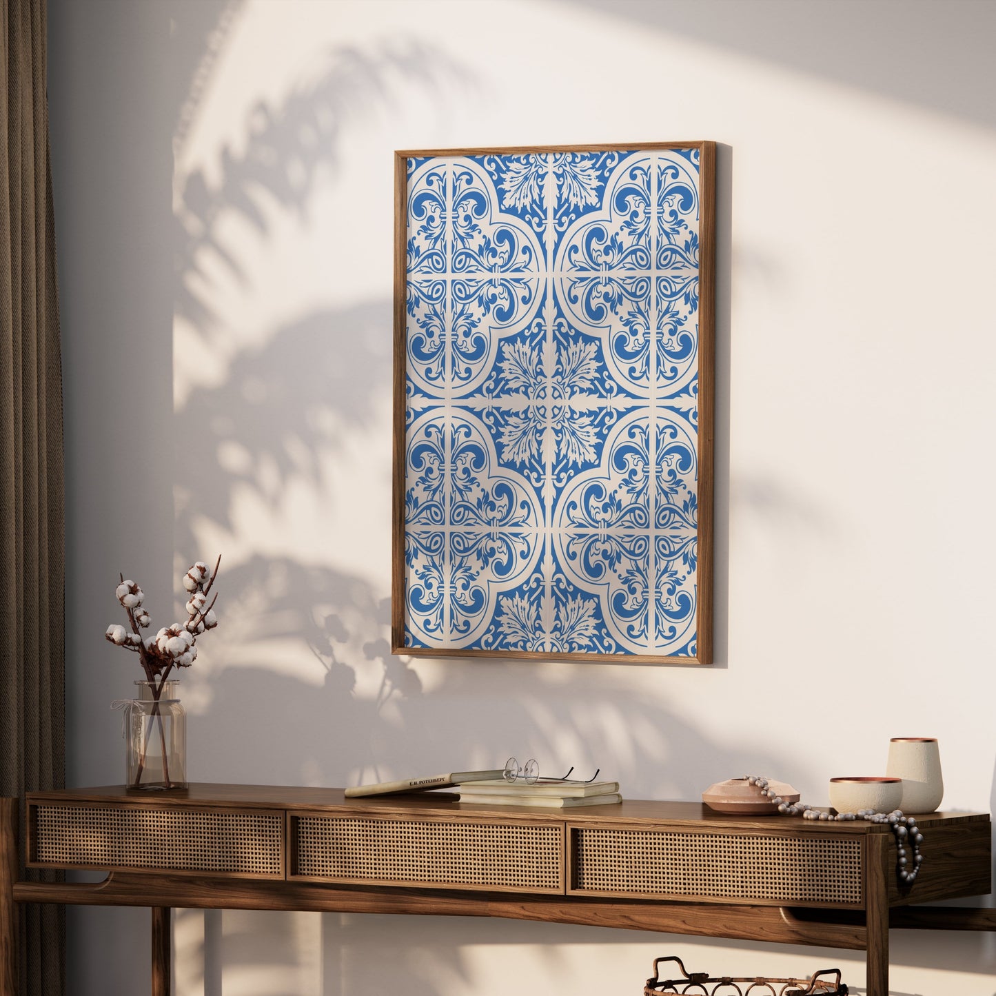Premium Poster of Elegant Blue and White Ornate Pattern Wall Posters