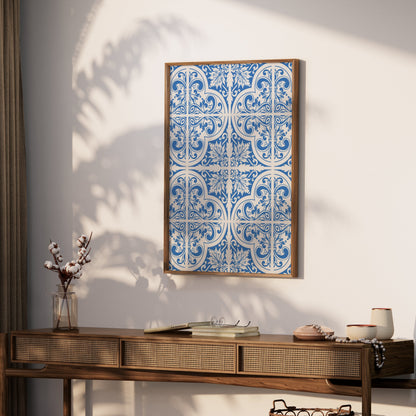 Premium Poster of Elegant Blue and White Ornate Pattern Wall Posters