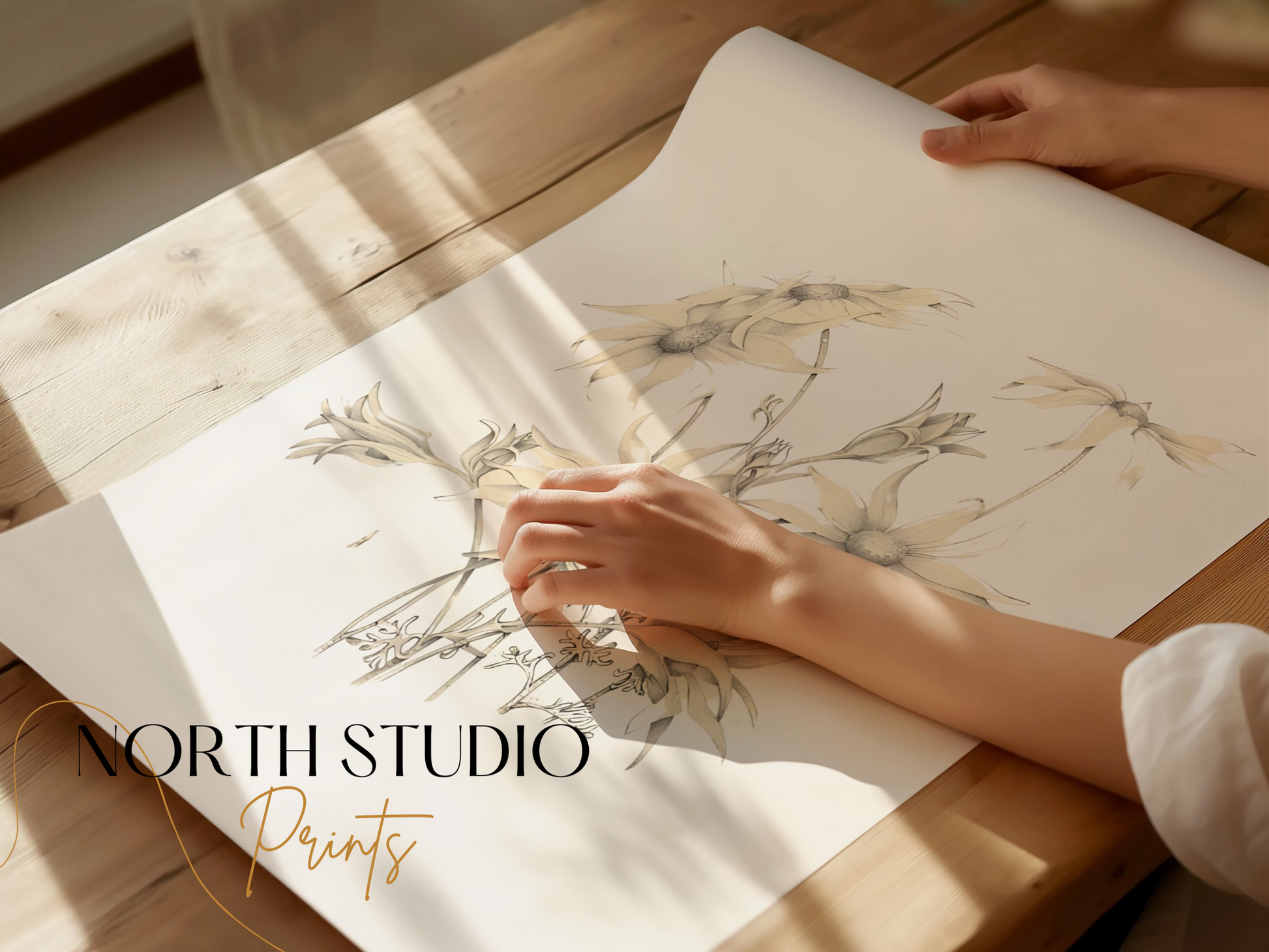 Premium Poster of Elegant Botanical Art Drawing of Flower Posters