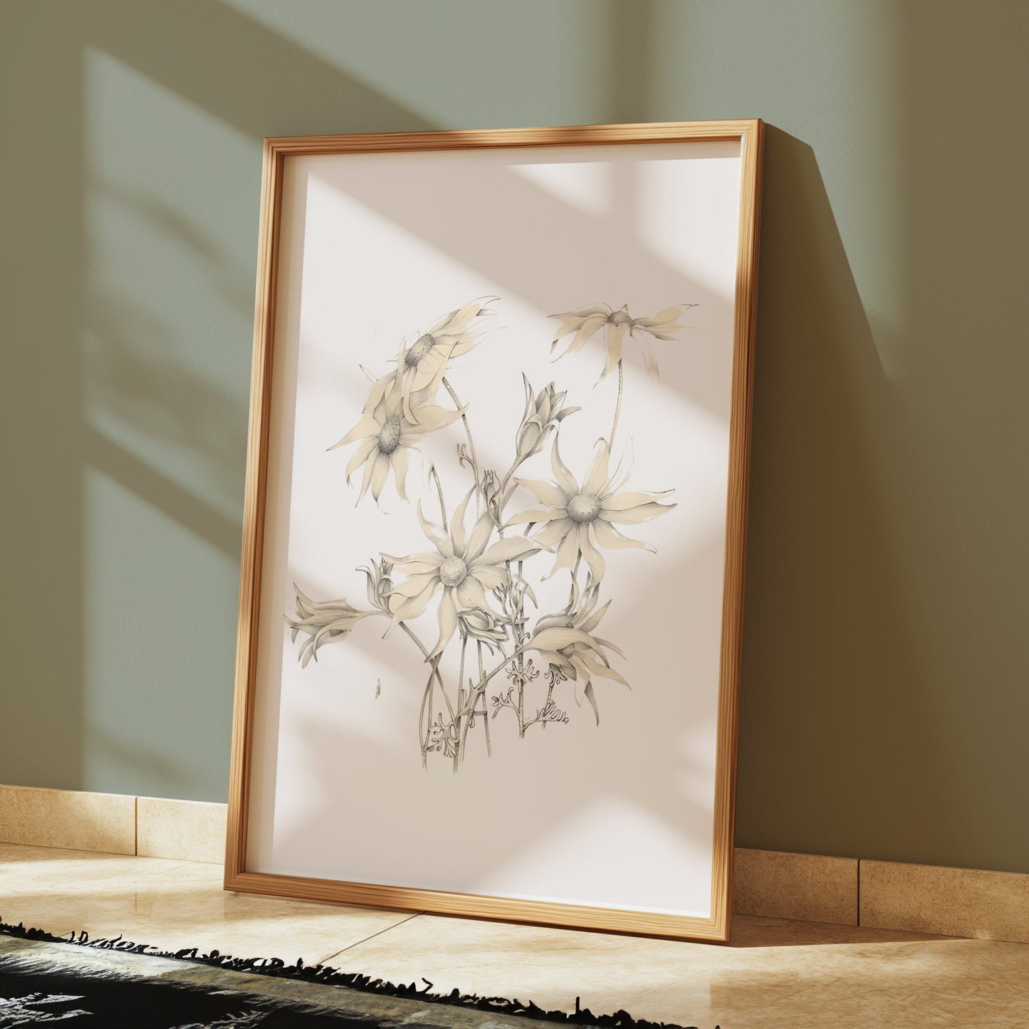 Premium Poster of Elegant Botanical Art Drawing of Flower Posters