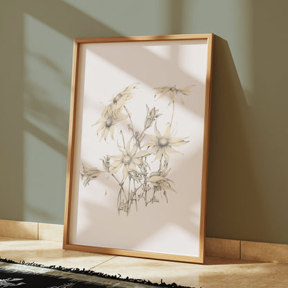 Premium Poster of Elegant Botanical Art Drawing of Flower Posters