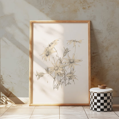 Premium Poster of Elegant Botanical Art Drawing of Flower Posters