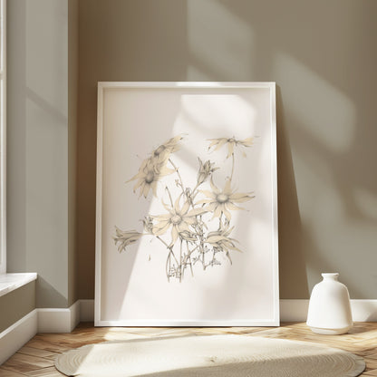 Premium Poster of Elegant Botanical Art Drawing of Flower Posters