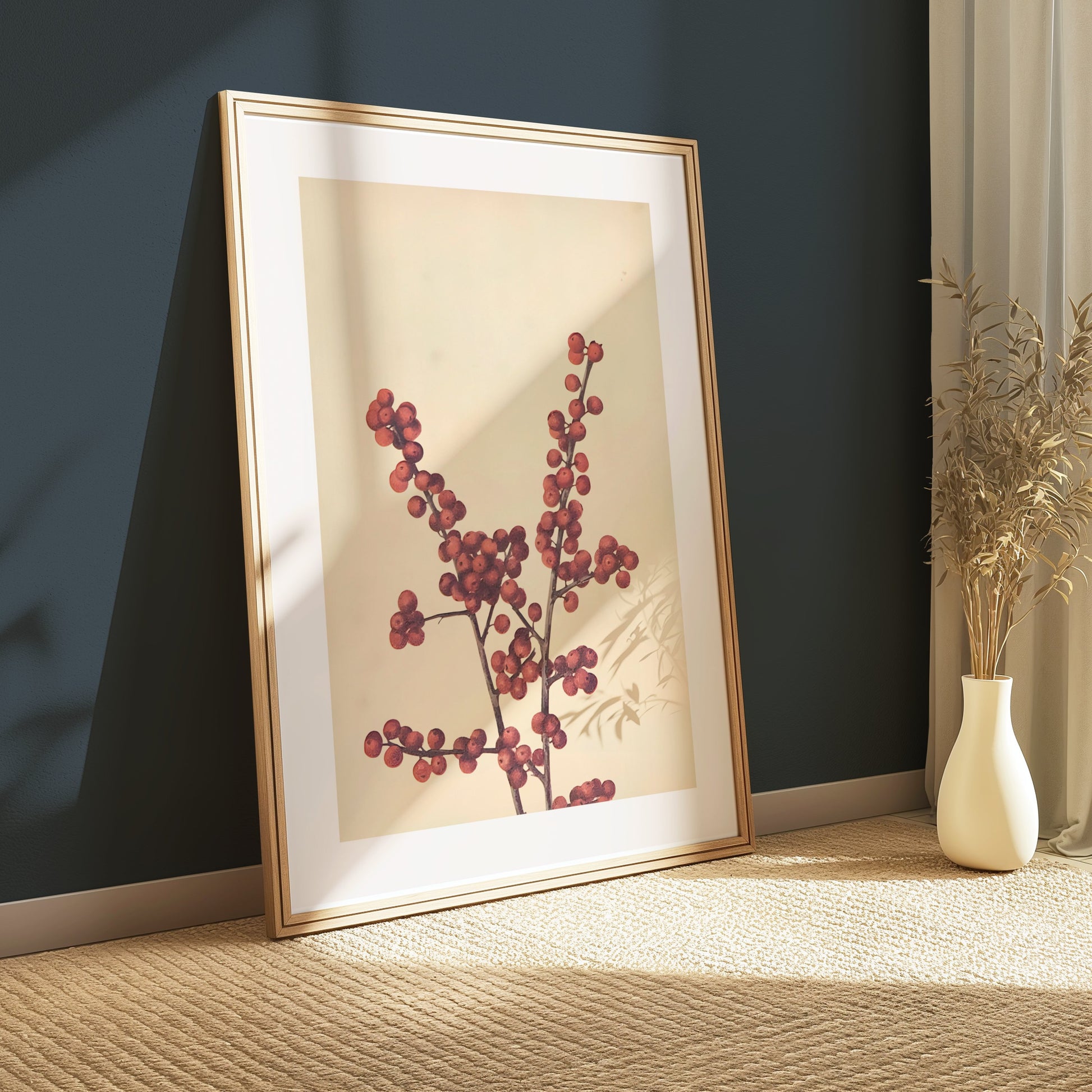 Premium Poster of Elegant Botanical Art Print with Red Berries Posters