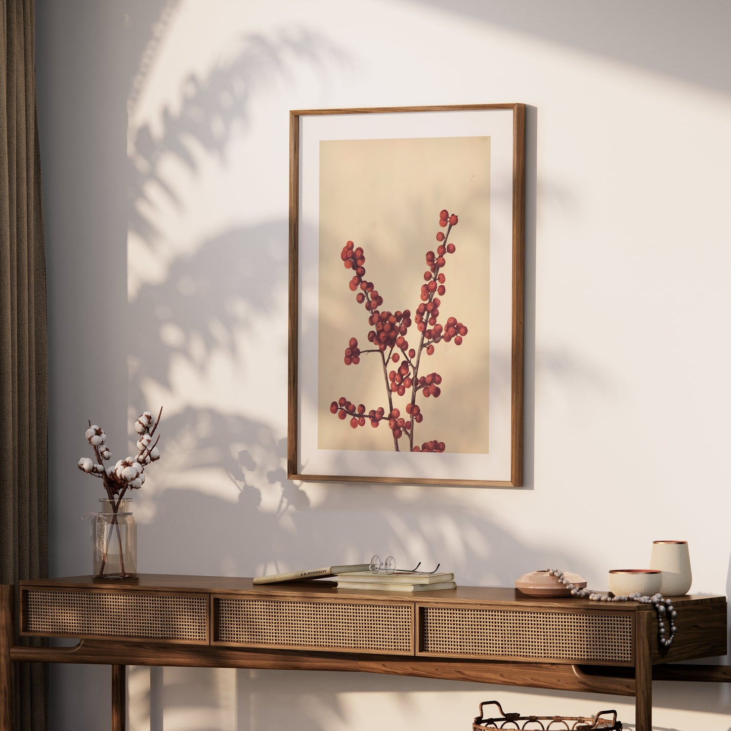 Premium Poster of Elegant Botanical Art Print with Red Berries Posters